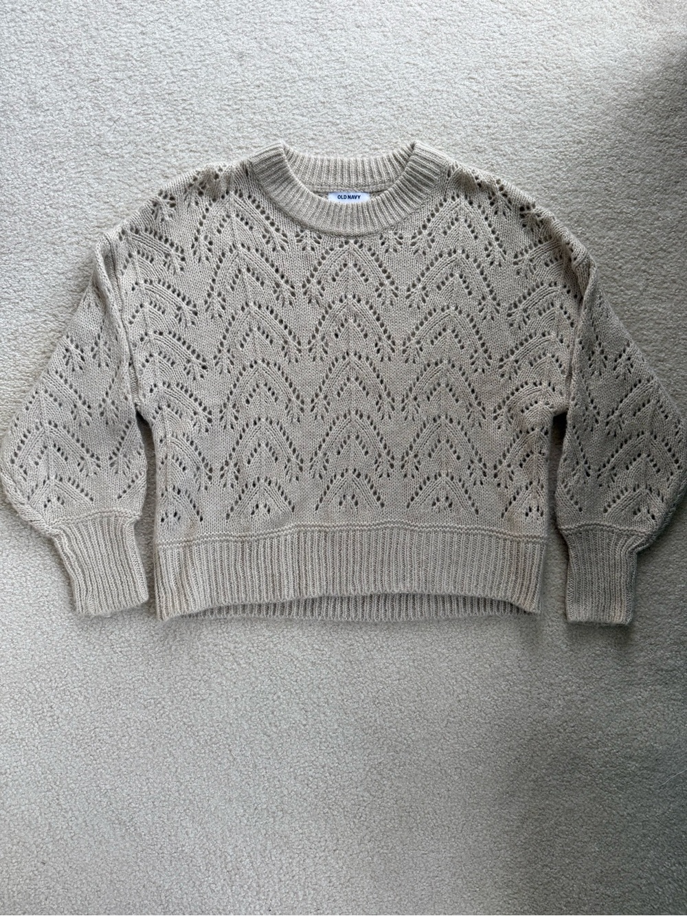 Old Navy Women's Beige Eyelet Crewneck Sweater
